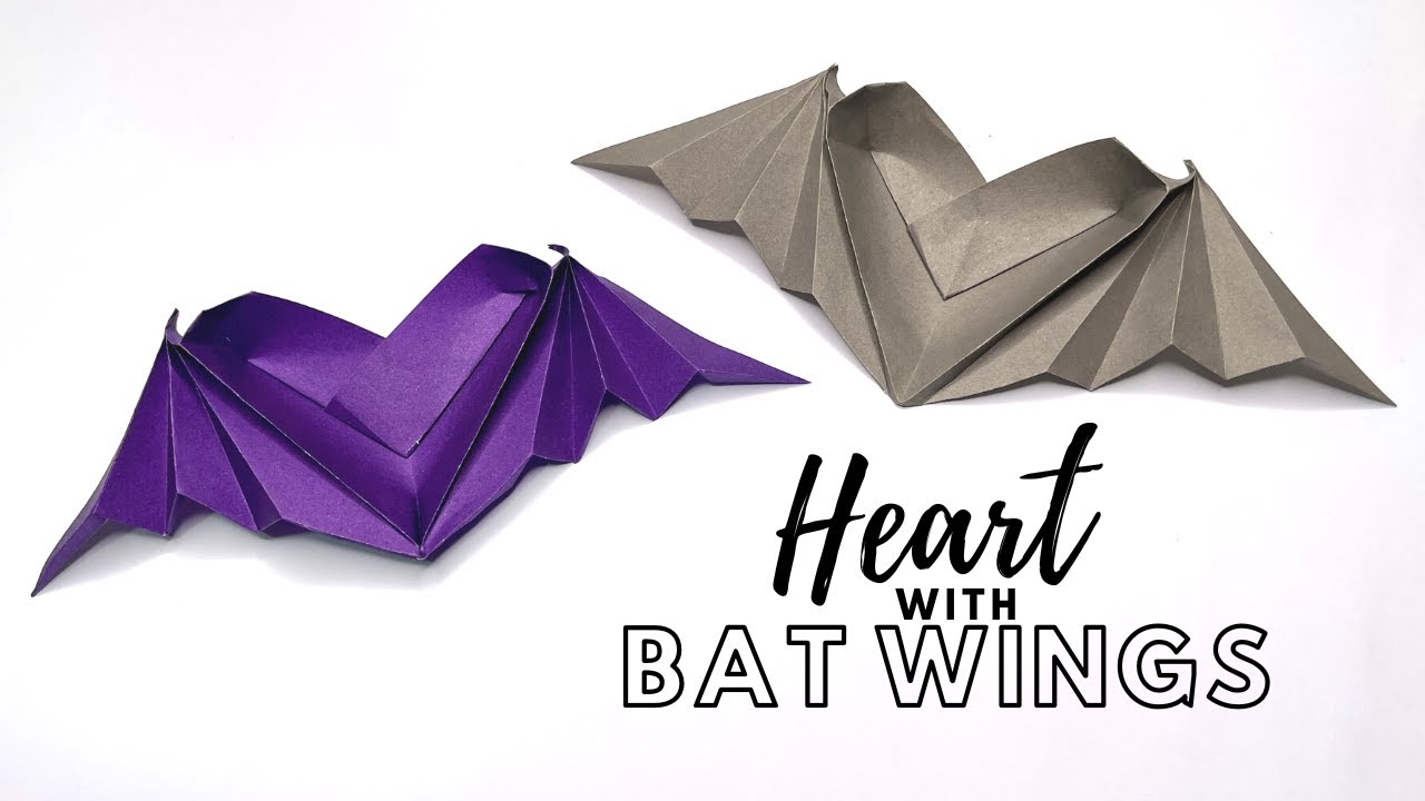 Origami Heart With Bat Wings | Halloween Crafts