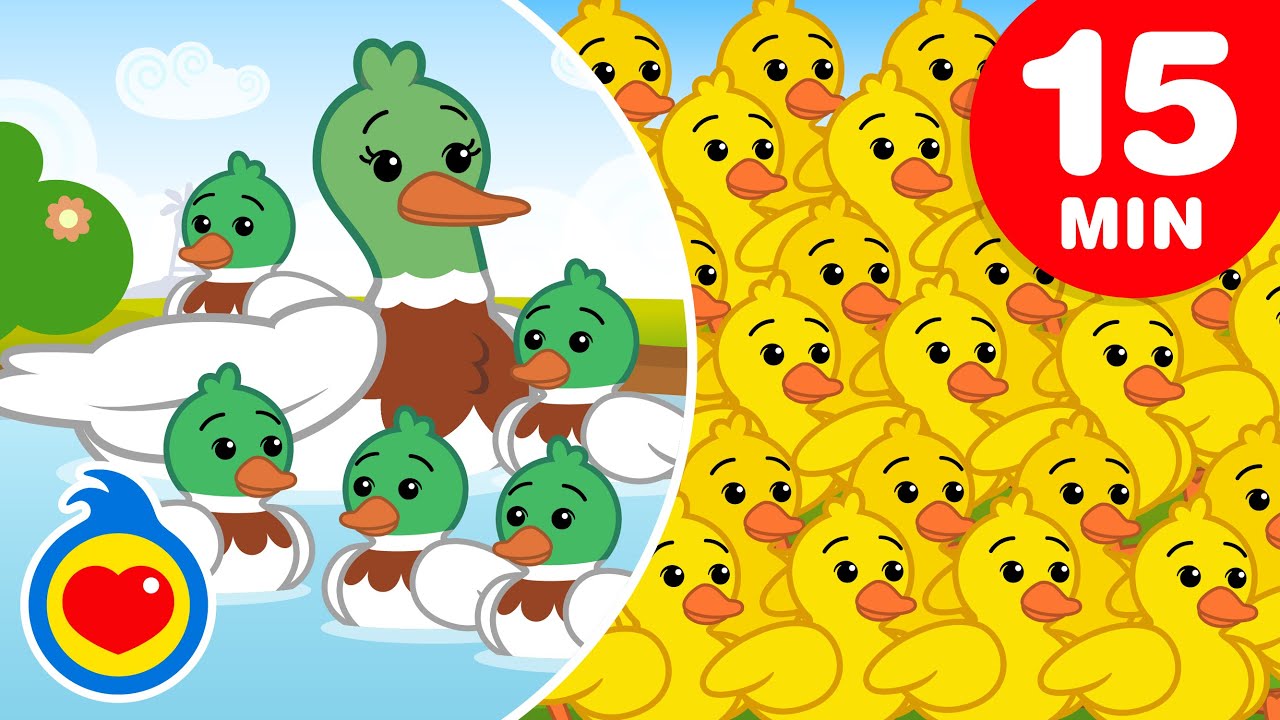 Cinco Patinhos 🦆 e + Canções Infantis para Aprender a Contar (15 Min) | Um Herói do Coração ❤️