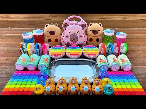 RAINBOW CAPYBARA | Mixing random into Glossy Slime I Satisfying YEN Slime Video #784