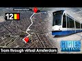 Tram 12 cab view ride through virtual Amsterdam in Cities Skylines