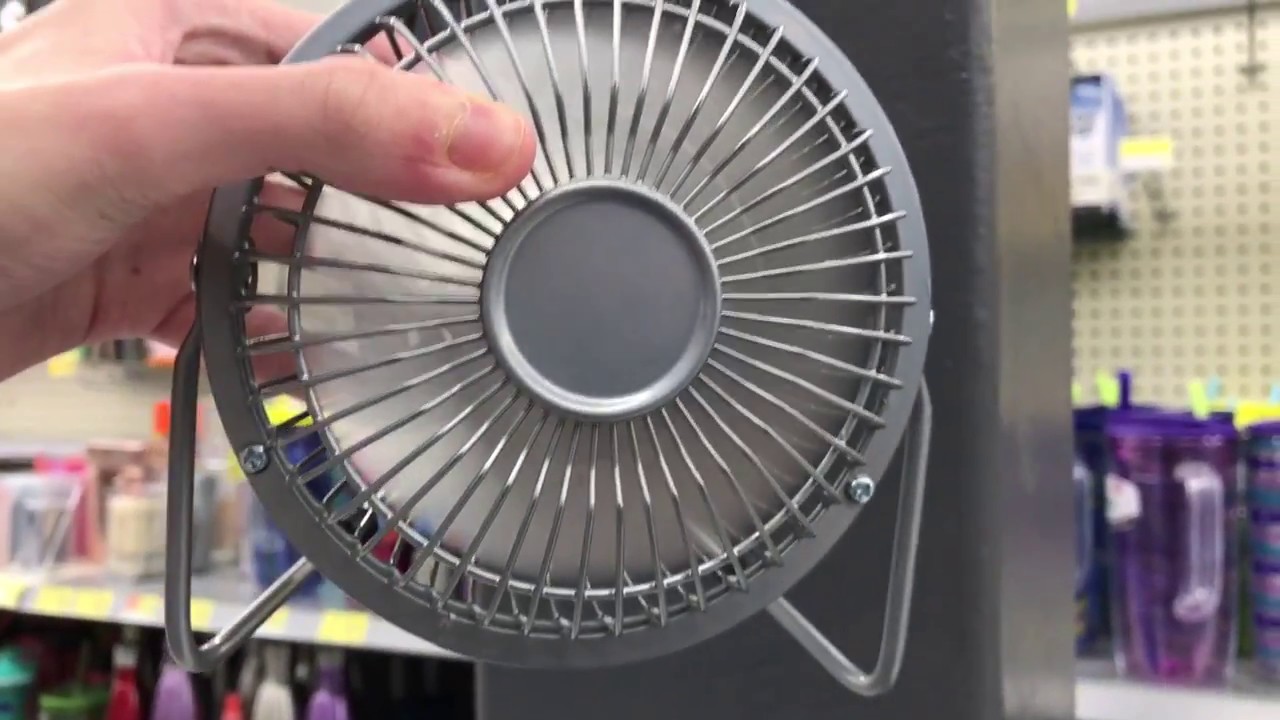 4 Mainstays Gray Metal Mini Desk Fan Plugged In At Walmart