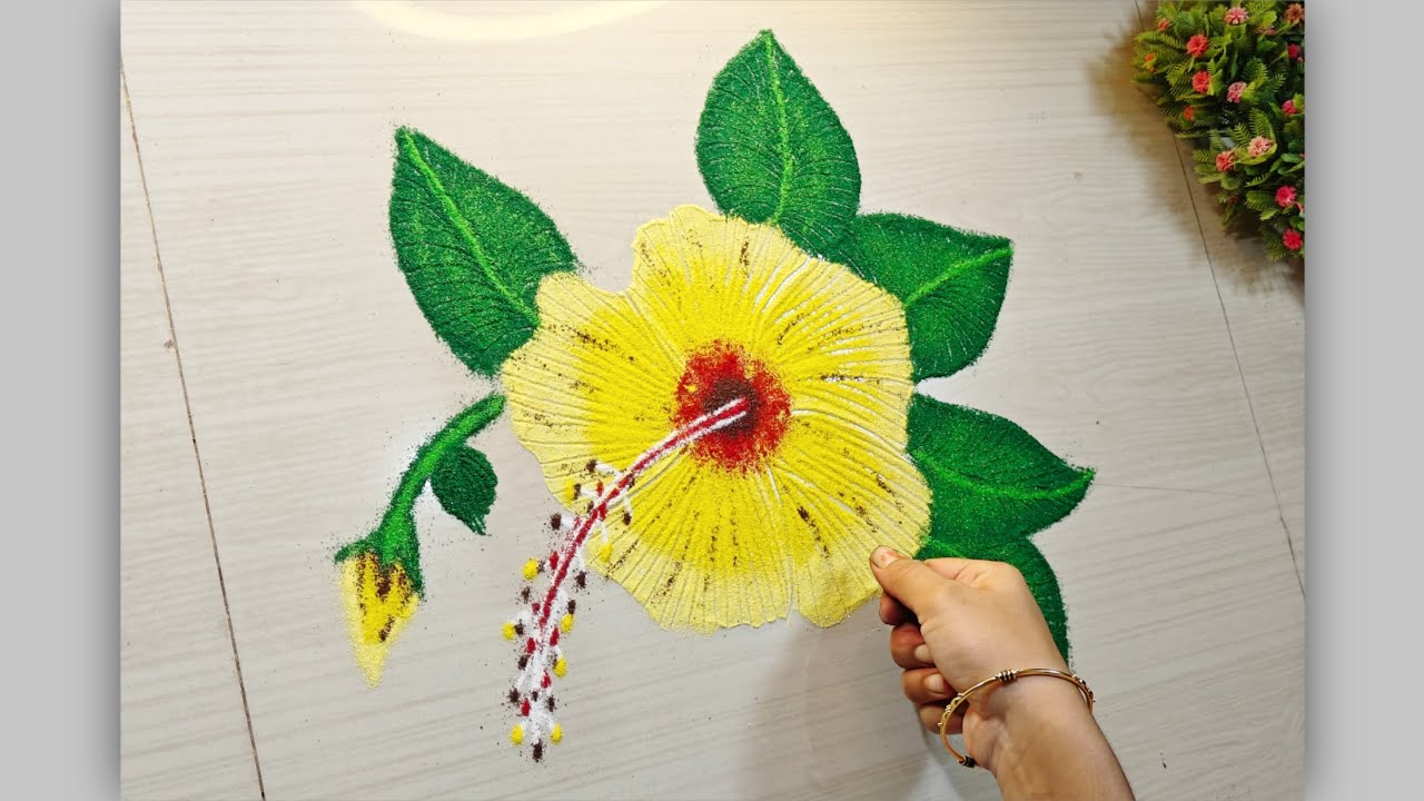 🌼 Yellow Flower Rangoli Design 2025 🌼 | Easy Simple Rangoli with Colours | Beautiful Kolam  
