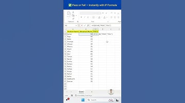 Auto Pass/Fail with IF Function in Excel ✅