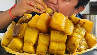 Pork eating : mukbang pork belly eating with rice 
