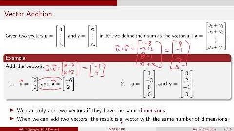 MATH 3191: Arithmetic with Vectors