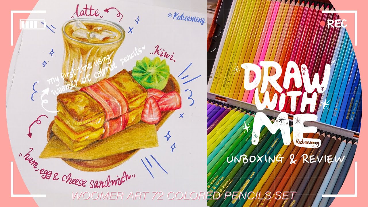 ✧ Woomer Art 72 Colored Pencil Set Unboxing and Review | Food Demo 🥪 ✧ 