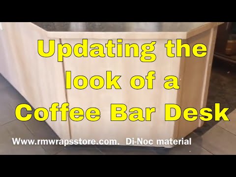 Updating the look of a coffee bar desk using the 3M Di-Noc Architectural film