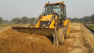 JCB Backhoe Machine Pushing Soil and Leveling Road - JCB 3DX Widening Village Road - Part 2