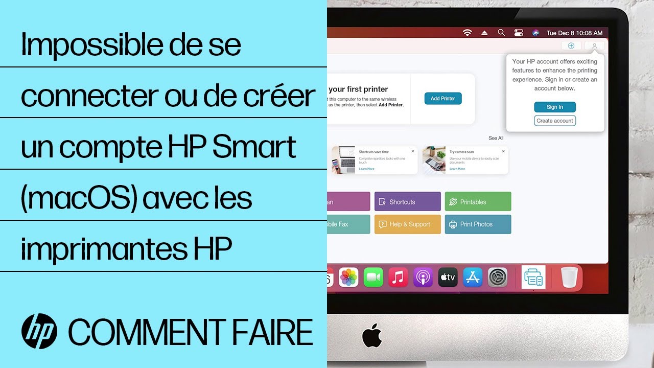 Impossible de se connecter ou de créer un compte HP Smart sous macOS