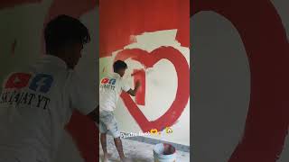 bedroom fast cort red color love k letters design painting🎨🖌 🏡👈#wallpaint #walldecor #skijajatyt