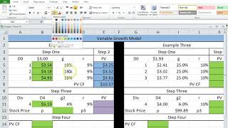 Excel examples for Stock Valuation Models