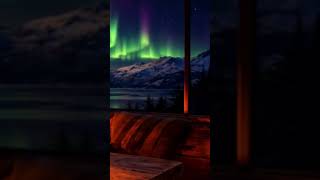 Calm Northern Lights Over The Mountains 🌌 #1hour #cozyambience #cozywinternight