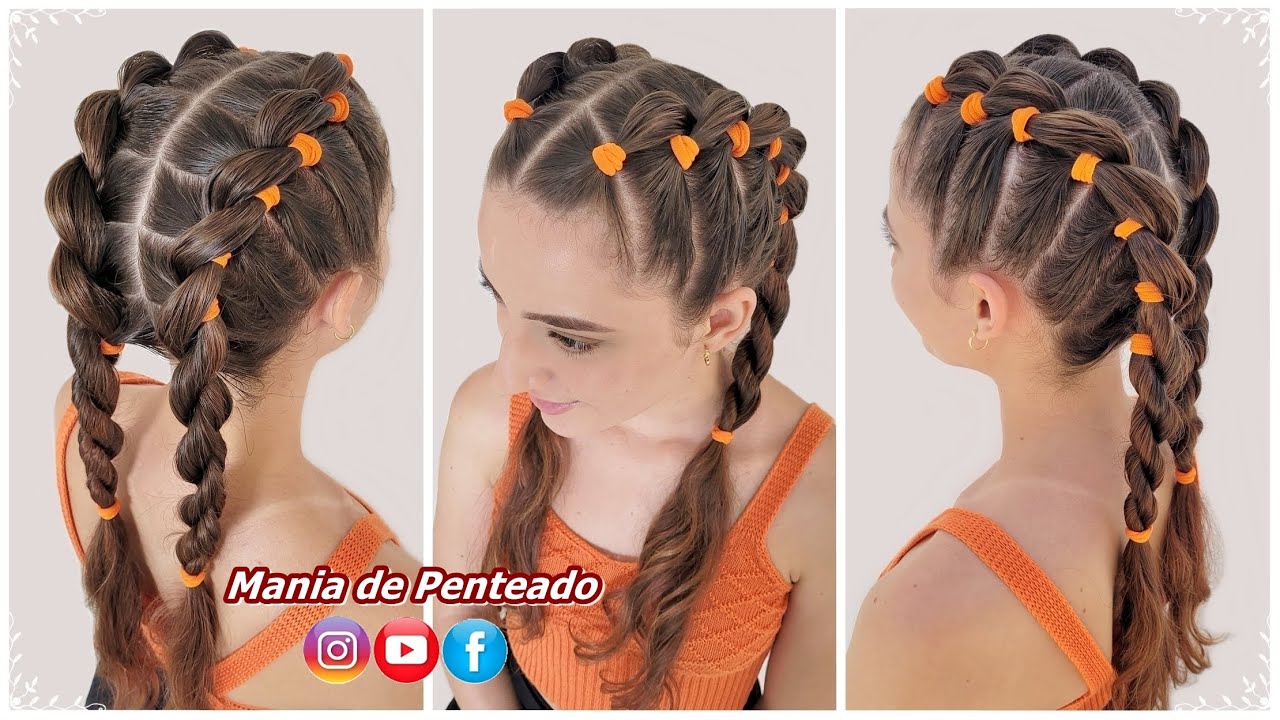 Penteado Fácil para Escola com Tranças e Elásticos | Easy School Hairstyle  with Elastics for Girls 🥰 - thptnganamst.edu.vn