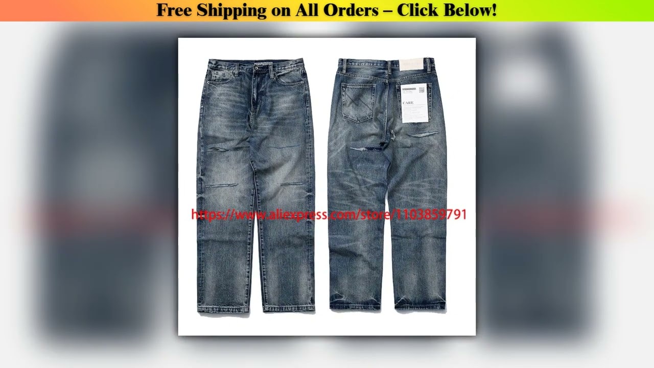 2025 New Style NBHD Ripped Jeans Daily Leisure Fashionable Straight-leg Pants High Street Trend