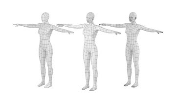 Natural Female in T-Pose Base Mesh (3D Model Preview)
