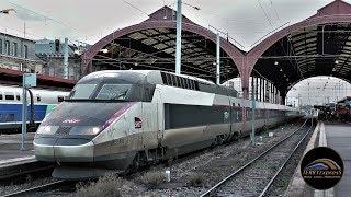 Gare Centrale de Strasbourg - TGV, ICE et autres trains voyageurs en fin de journée