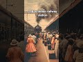 1980s Indian railway station, steam train arriving, passengers waiting, vintage atmosphere #vintage