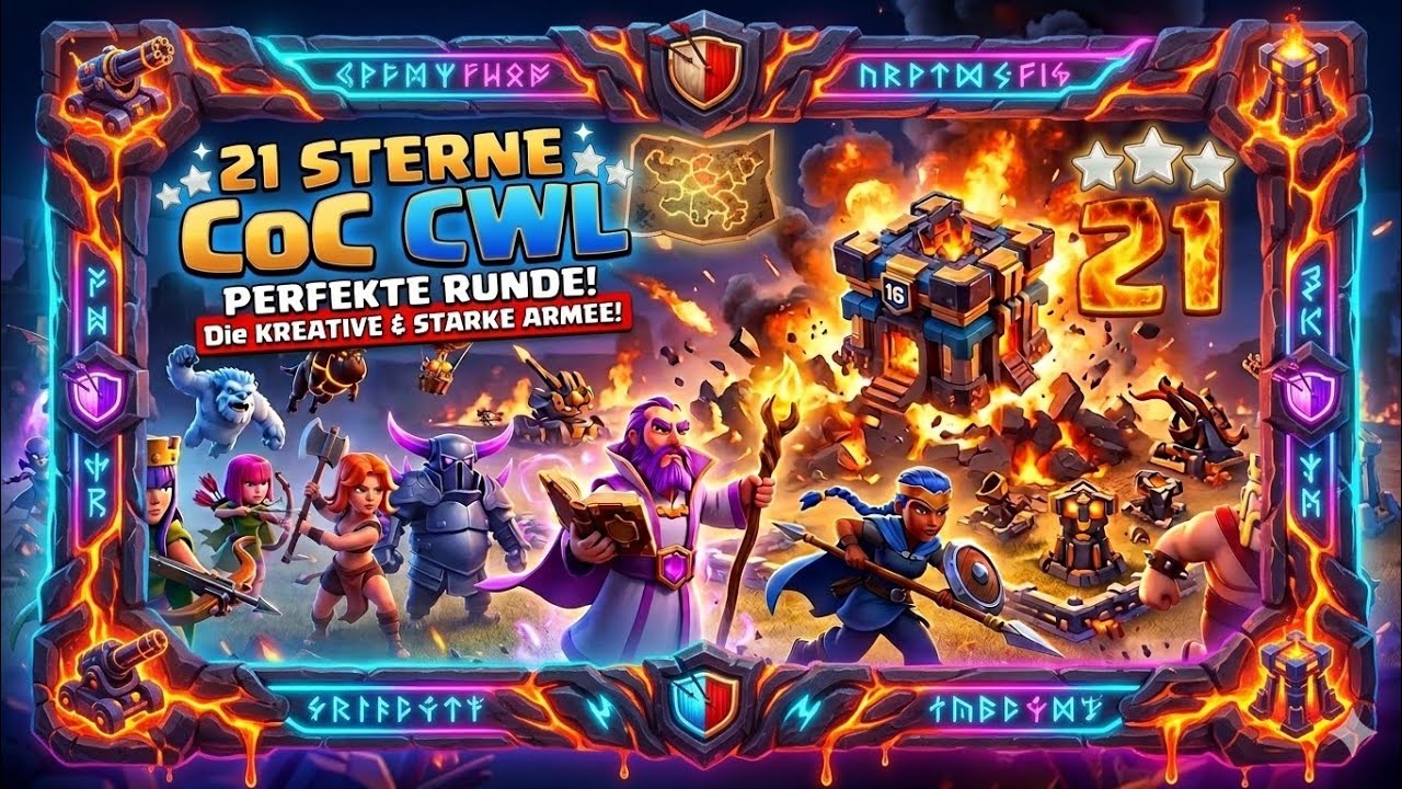 KRATIV UND GEFÄHRLICH - 21 STERNE CWL MIT RAKETENBALLONS - Clash of Clans - JustinusLP
