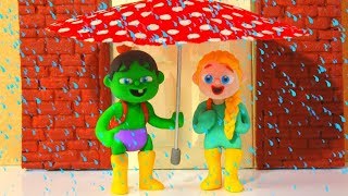 FUNNY KIDS UNDER THE BIG UMBRELLA ❤ Play Doh Cartoons For Kids