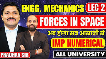 Forces in Space Lecture 2 | Numerical Problems | Engineering Mechanics | Pradhan Sir | Dinesh Sir