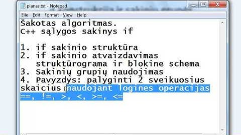 C++ sąlygos sakinio if struktūra ir atvaizdavimas