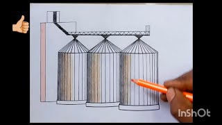How to Draw Industrial Silos with Realistic Metal Shading (@DrawInspire1997)#SiloDesign #3DDrawing