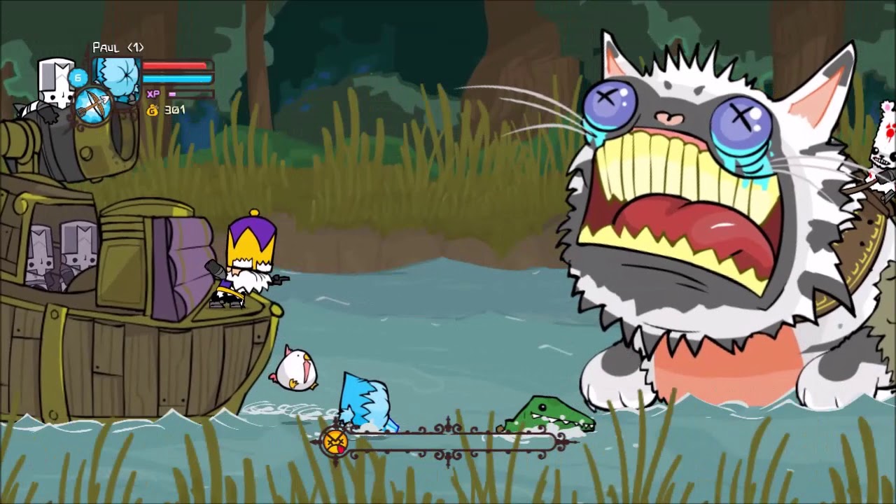 [Castle Crashers] Killing the Catfish boss with the boat YouTube