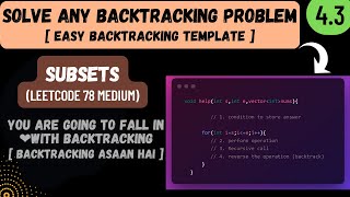 4.3 Subsets | Leetcode 78 | Backtracking using one template series | C++@codingsamurais Profile
