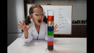 Learn about DENSITY with Lana Banana!! DIY rainbow density column!