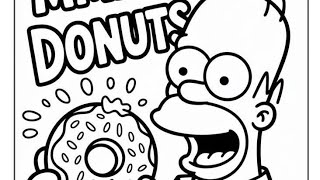 Mmm...Donuts! Homer eating donut coloring page #coloring #homersimpson #donut #relaxing #satisfying 