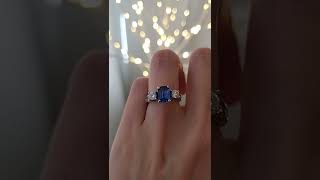 Natural Sapphire Grade AA Engagement Ring. (Getting My Matching Band) 👰🏻‍♀🤵🏻 #shorts #engagementring