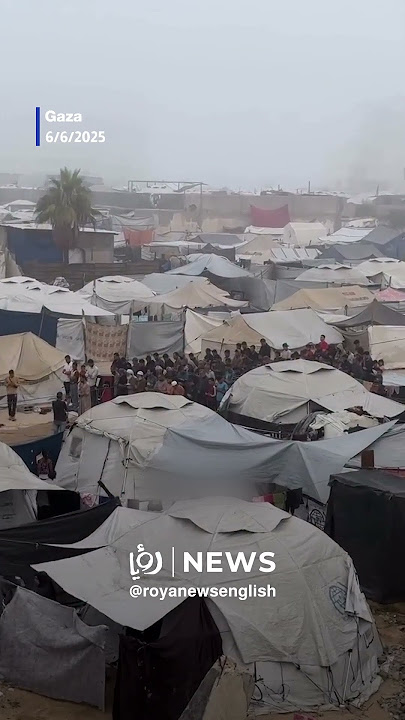 Displaced Palestinians pray in Gaza tents on Eid Al-Adha