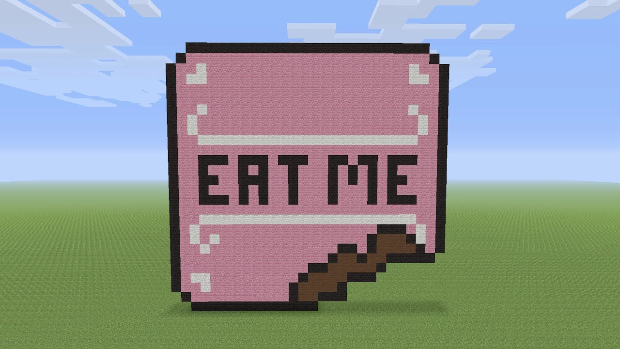 Minecraft Pixel Art Eat Me Cake From Alice In Wonderland Youtube 