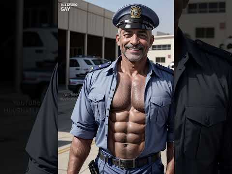 Omani old hunk man in police officer's outfit | Lookbook 181