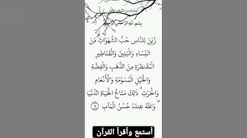 استمع وأقرأ القرآن لتفوز بالحسنات 🌿🤍سورة: آل عمران القارئ فارس عباد الآية /١٤/