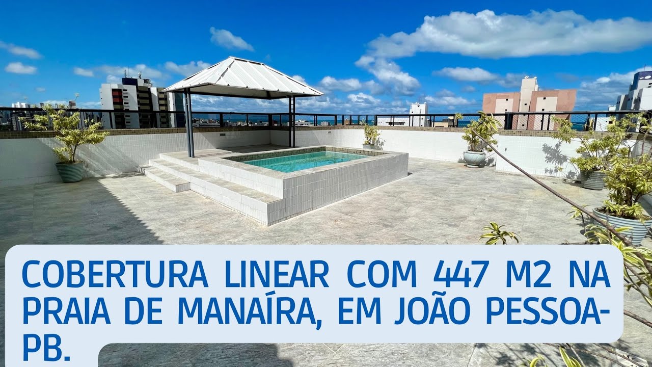 Cobertura à venda, com 447m2 linear, por R$ 1.450.000,00, na praia de Manaíra em João Pessoa-PB.