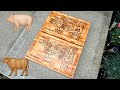 The Cow and Pig butcher block / cutting board. Inlay cutting board. Cnc inlay. Wood inlay 4k video.