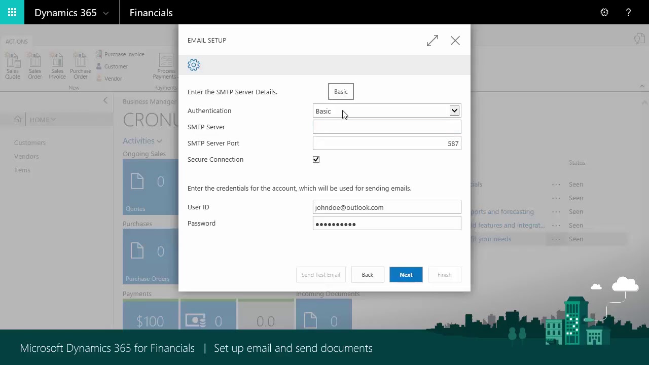 Set up email & send documents in Dynamics 365 for Finance & Operations ...