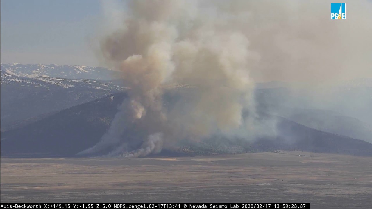 Early season fire as seen at 143 PM from Beckworth Peak as the