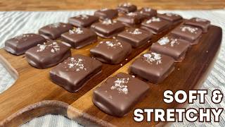 Salted Chocolate Covered Caramels Recipe | Soft and Stretchy
