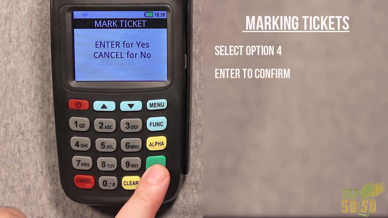 Marking a Ticket with Tap50:50 Electronic Raffle Terminals