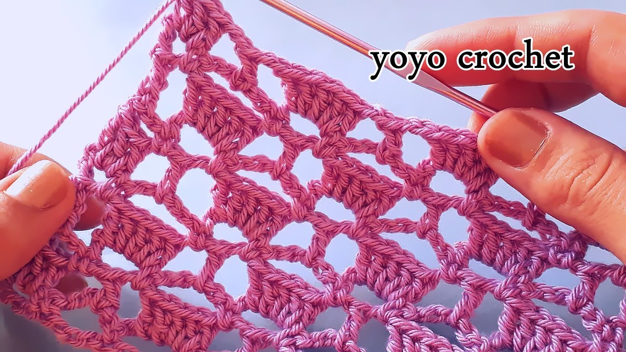 كروشية غرزة المروحة المفرغة لعمل بلوزة / جاكيت/ بطانية / سجادة / شال / كوفية / مفرش ...#يويو كروشية