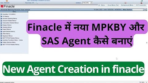 How to create New Agent in finacle | Agent creation in finacle