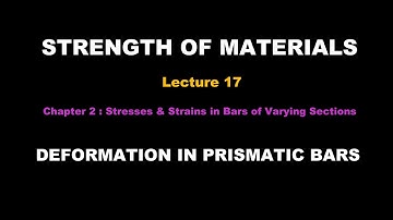 Strength of Materials | Lecture Series | Lecture 17 - Deformation in Prismatic Bars