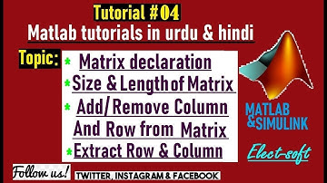 Matrix Declaration | Add / Remove Row And Column From Matrix | Matlab Tutorials In Urdu Hindi Part 4