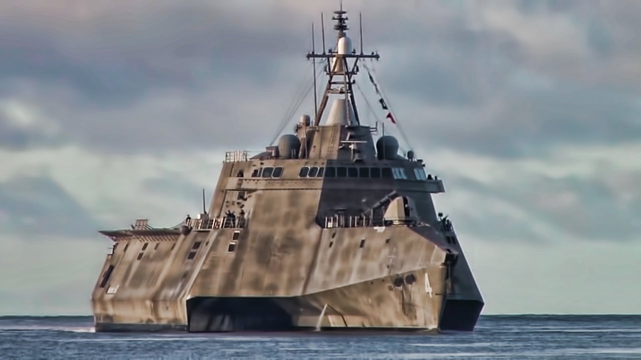 crazy looking combat ship enters pearl harbor - youtube