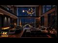 Smooth Jazz Music & Gentle Rain Sounds ☕Luxury Paris Penthouse Bedroom Ambience with Cozy Night View