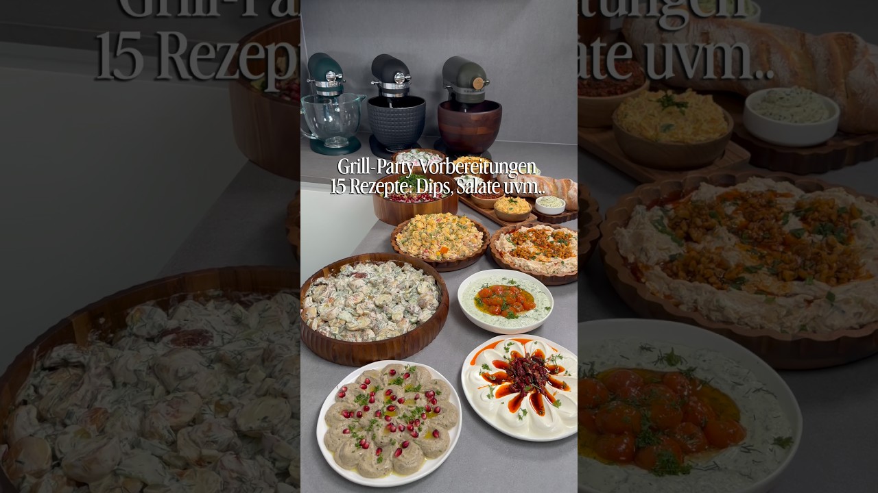 Grill-Party mit 15 Rezepten für ca. 20 Personen #grillen #bbq #besuch #dips #mangal #meze #salate