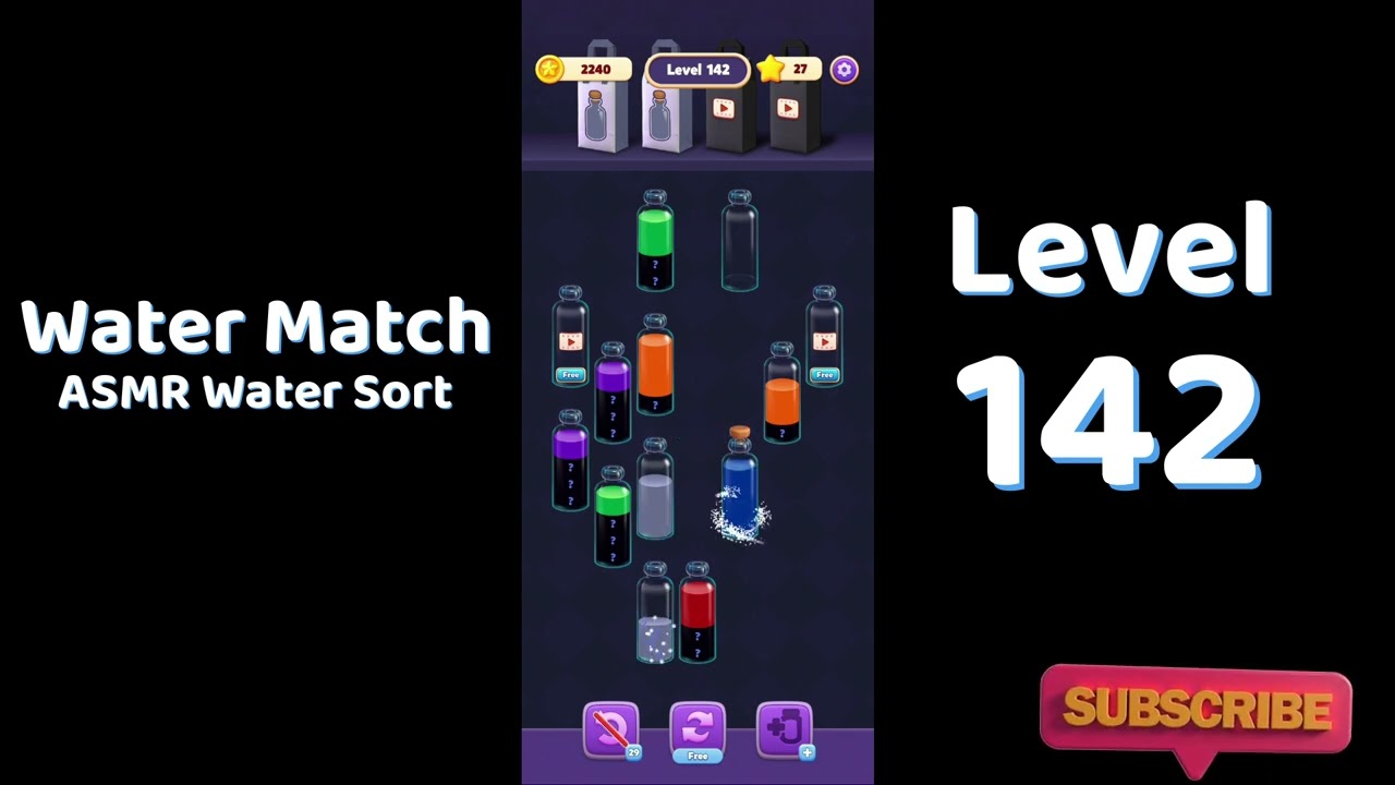 Water Match Level 142 Walkthrough 💧🎮 | Water Match ASMR Water Sort | Solutionguruji