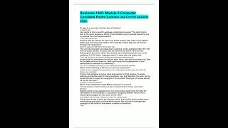 Business 1305 Module 2 Computer Concepts Exam Questions And Correct Answers 2024
